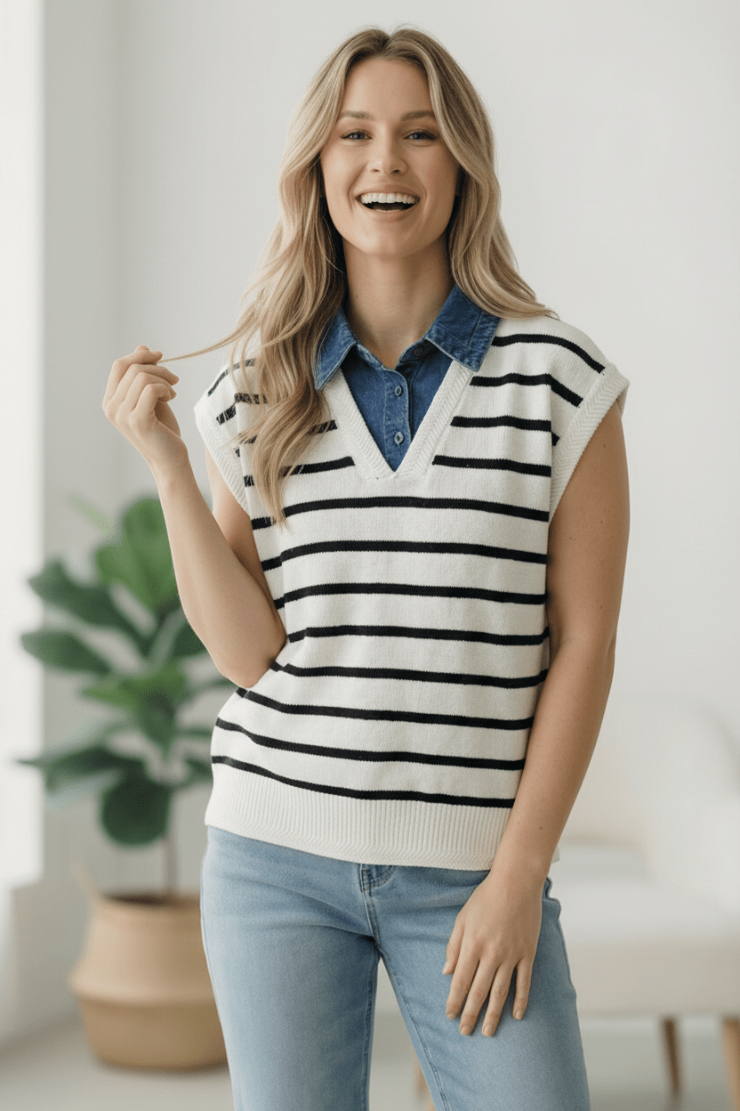 With an Ocean View Sweater Vest - Bitsy Gypsy Boutique