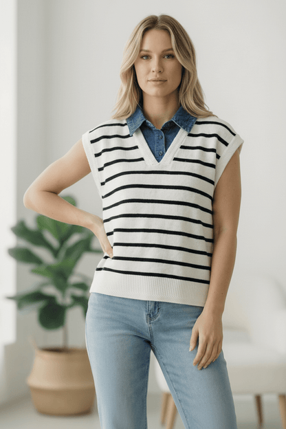With an Ocean View Sweater Vest - Bitsy Gypsy Boutique