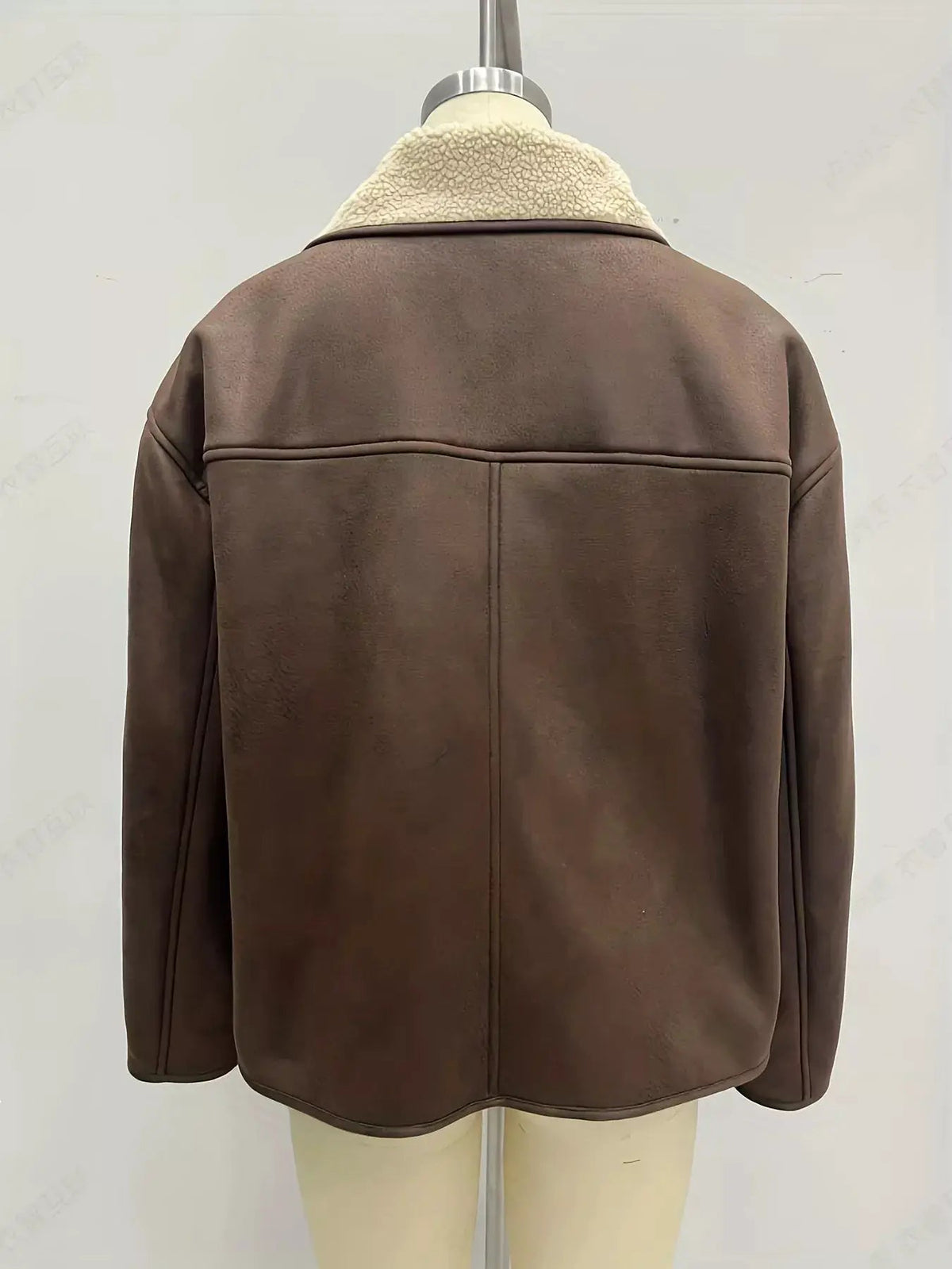 Women's Brown Sherpa Lined Double Breasted Jacket - Bitsy Gypsy Boutique