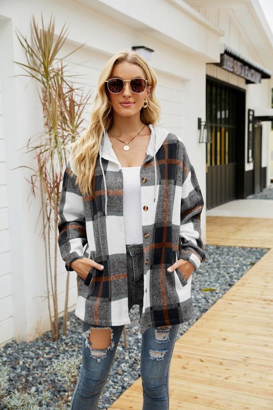 Women's Long Sleeve Shacket With Hooded - Bitsy Gypsy Boutique