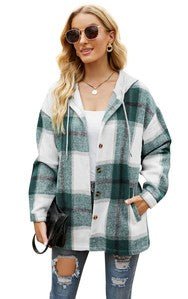 Women's Long Sleeve Shacket With Hooded - Bitsy Gypsy Boutique