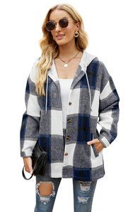 Women's Long Sleeve Shacket With Hooded - Bitsy Gypsy Boutique