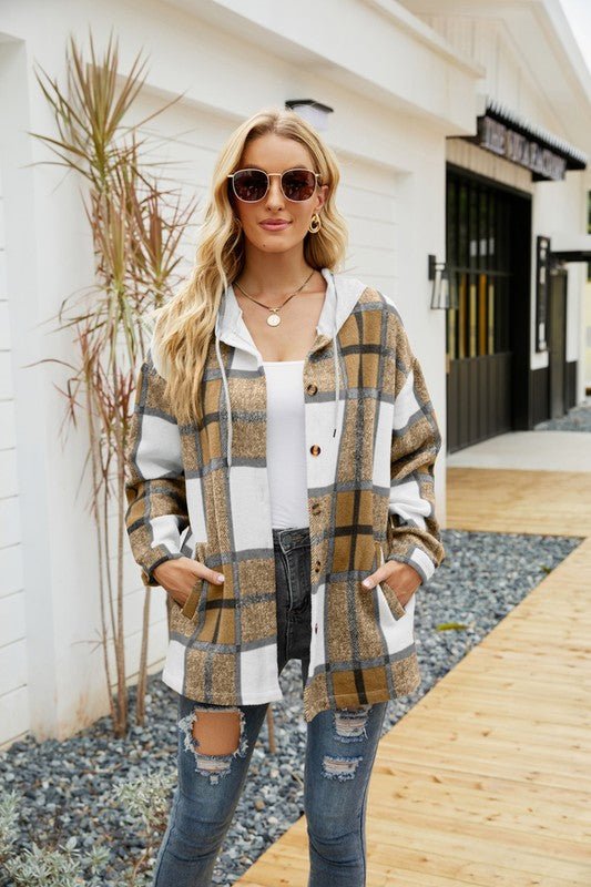 Women's Long Sleeve Shacket With Hooded - Bitsy Gypsy Boutique