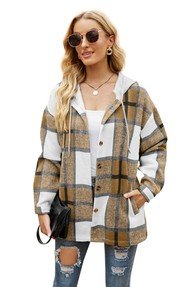Women's Long Sleeve Shacket With Hooded - Bitsy Gypsy Boutique