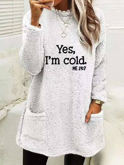 Women's Pink Letter Print Pocketed Fleece Sweatshirt - Bitsy Gypsy Boutique