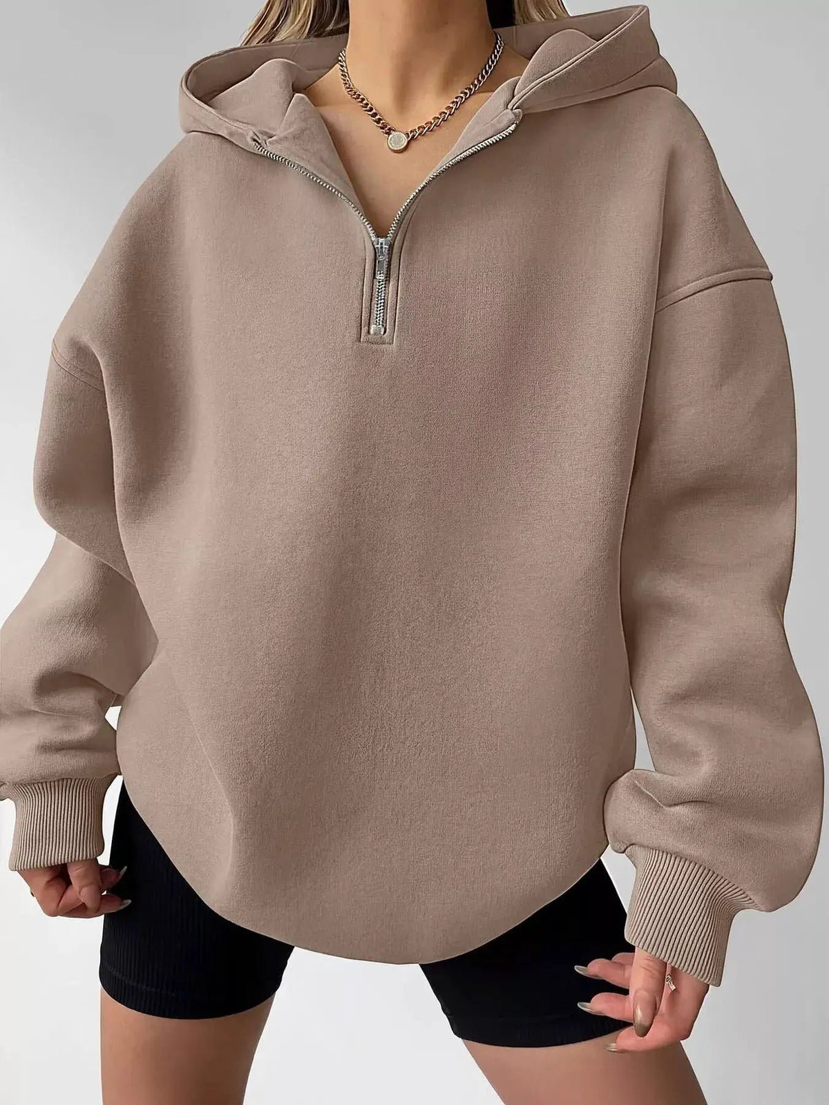 Women's Red Oversized Quarter Zip Hoodie - Bitsy Gypsy Boutique