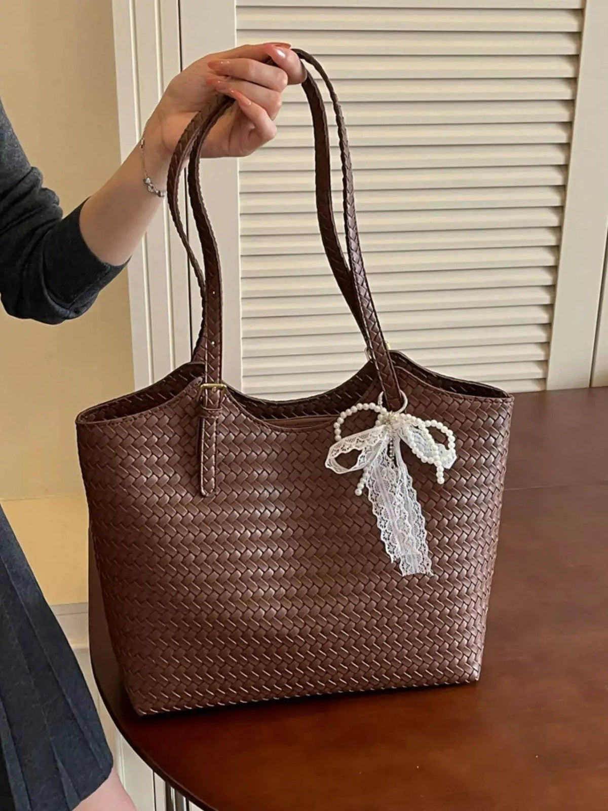 Woven Leather Shoulder Bag - Bitsy Gypsy Boutique