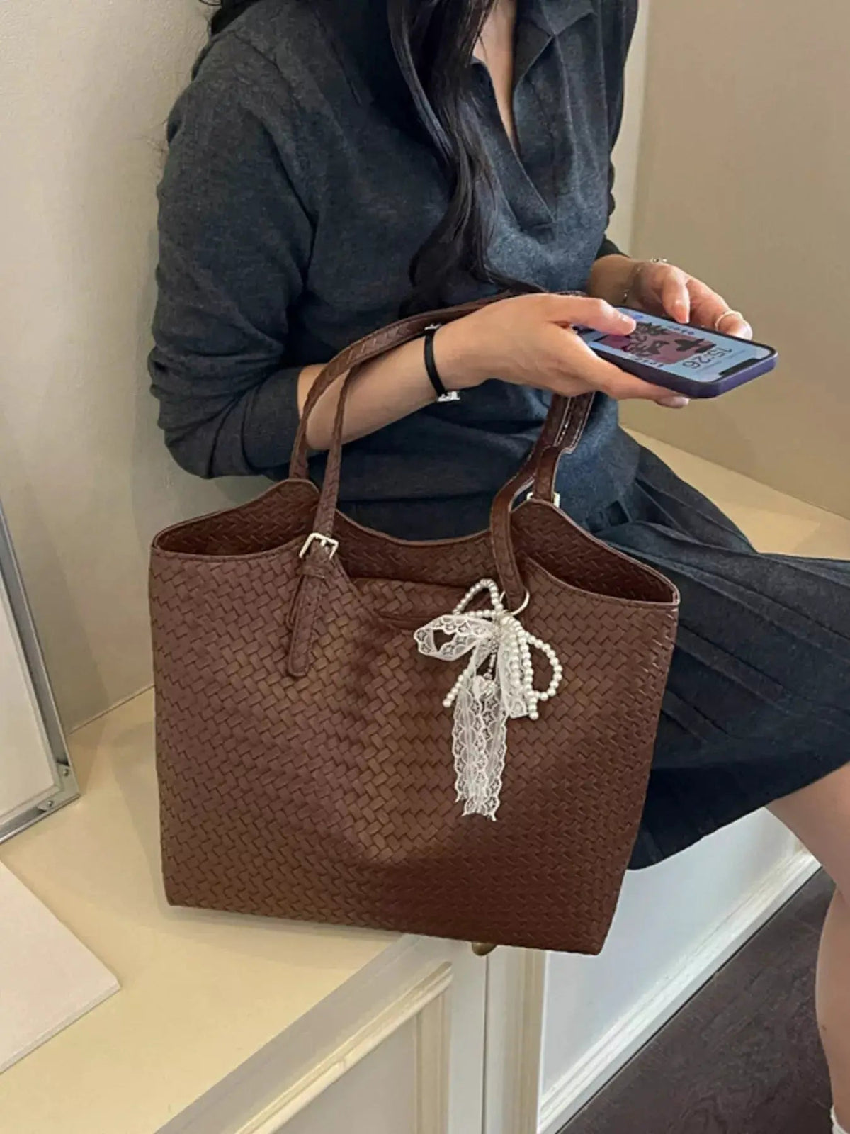Woven Leather Shoulder Bag - Bitsy Gypsy Boutique