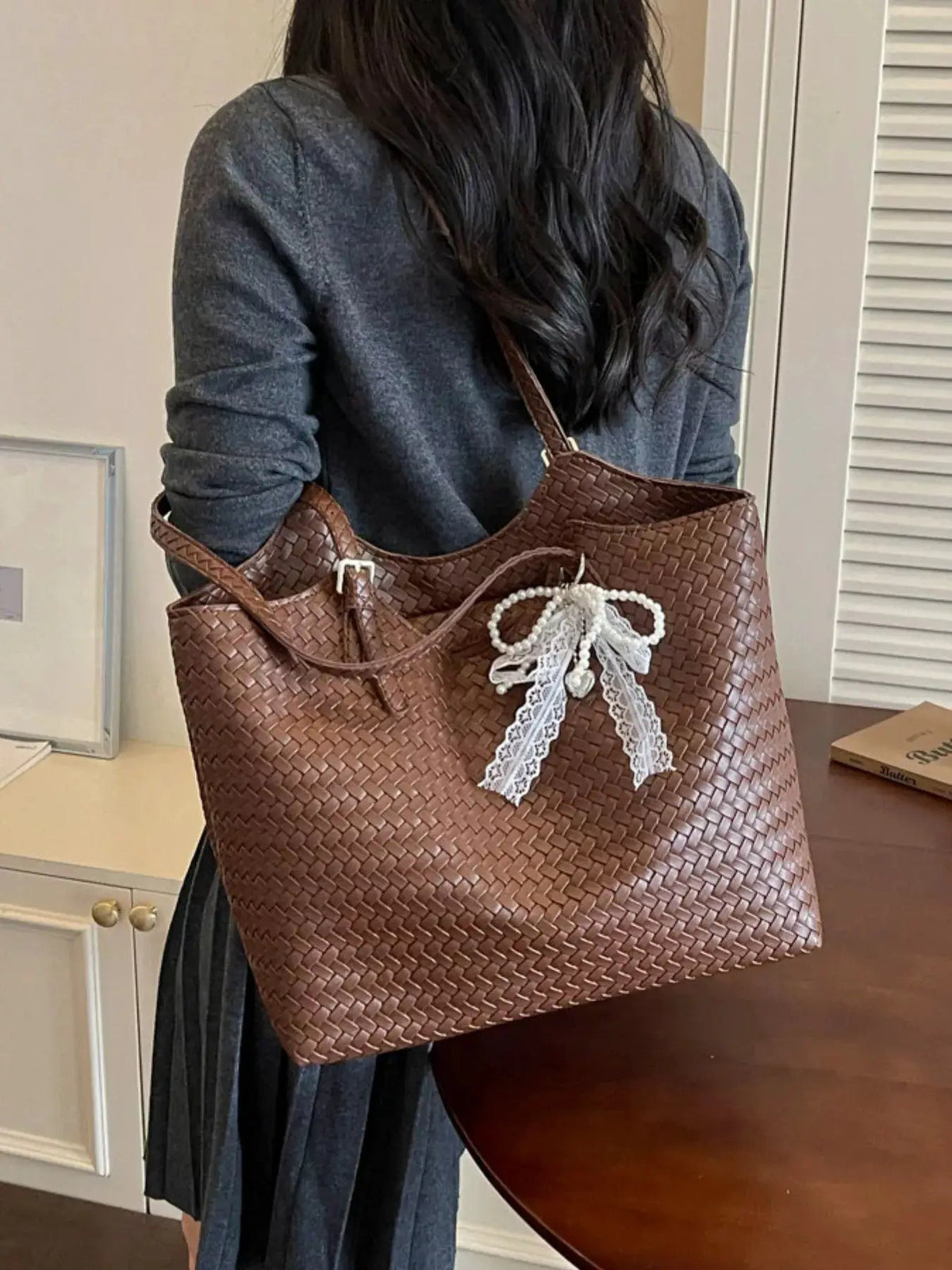 Woven Leather Shoulder Bag - Bitsy Gypsy Boutique