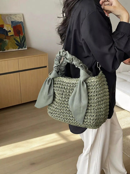 Woven Ruched Handle Crossbody Bag by Trendsi
