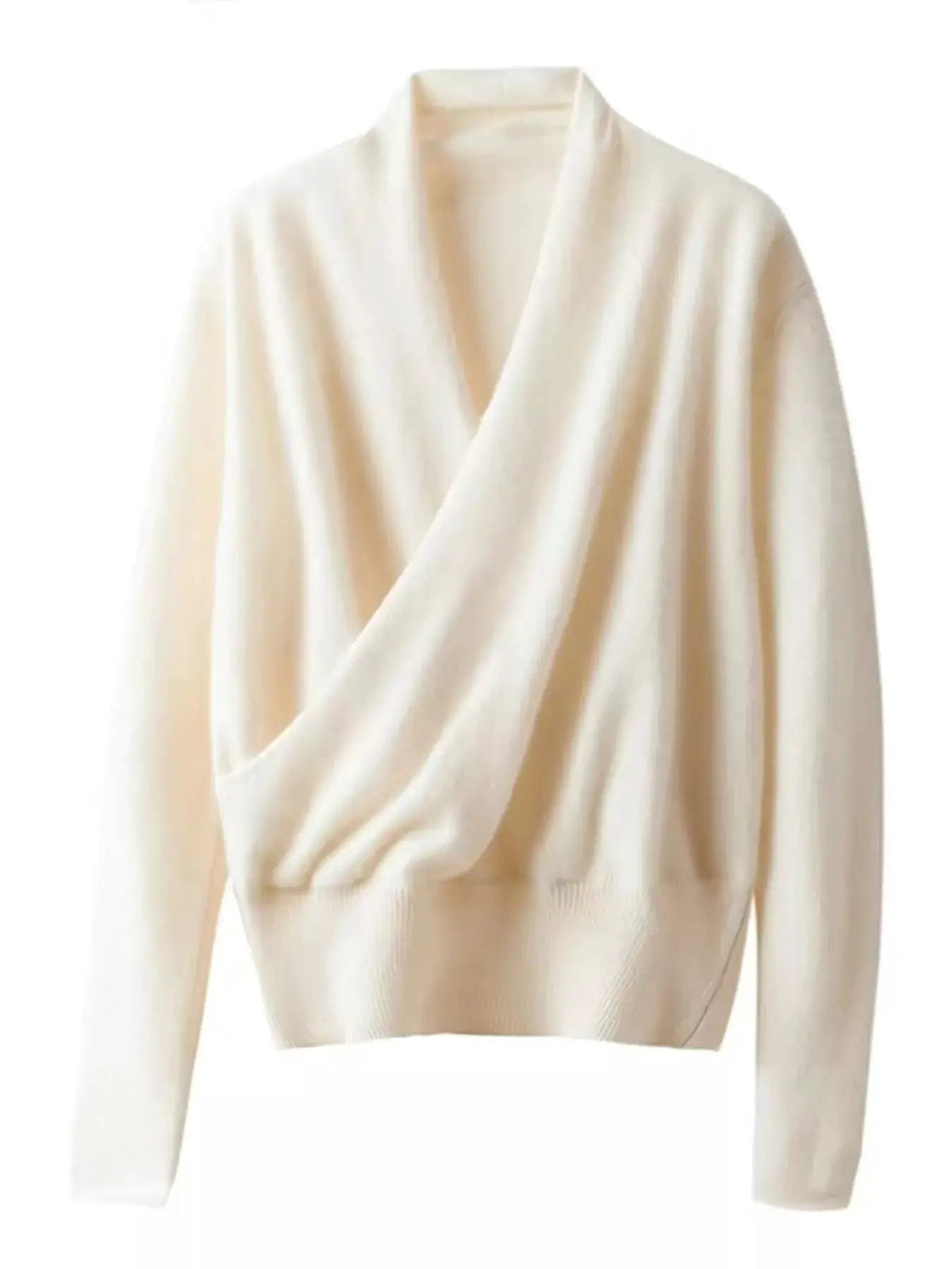 Wrap Front Crisscross Ribbed Wool Long Sleeve Sweater - Bitsy Gypsy Boutique