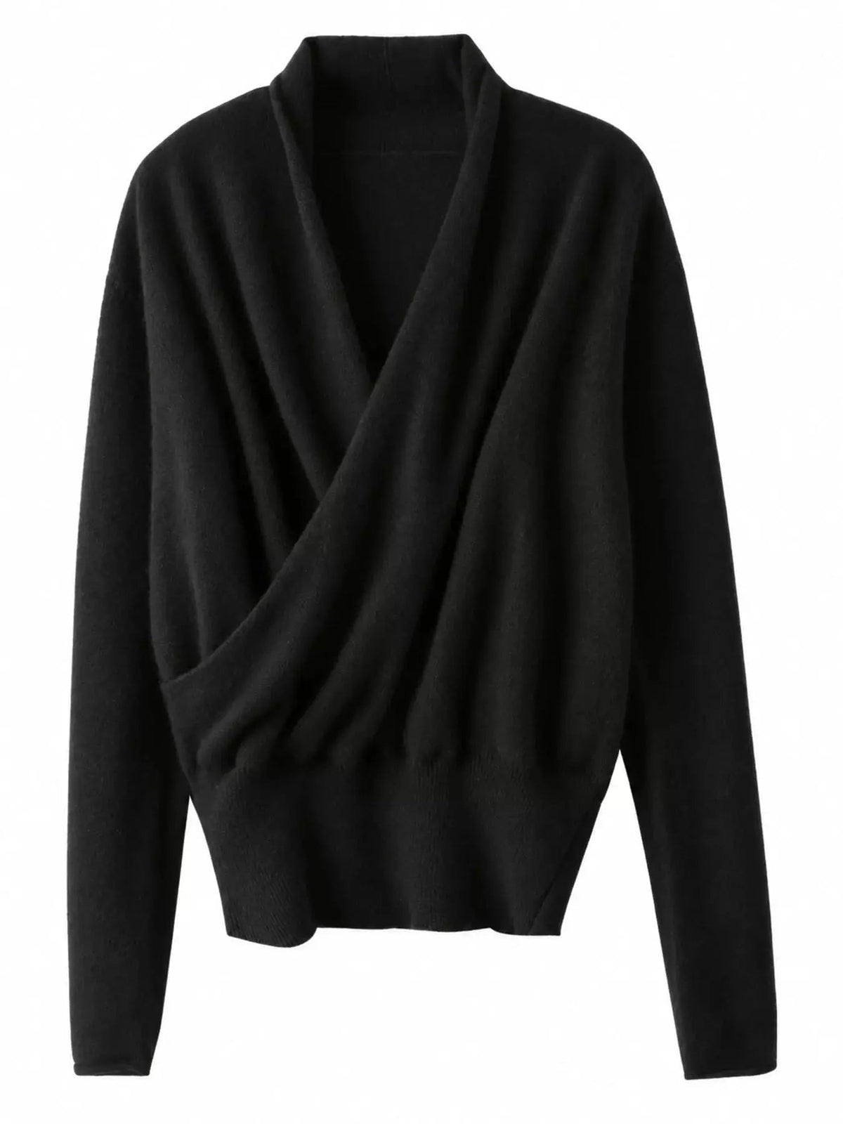 Wrap Front Crisscross Ribbed Wool Long Sleeve Sweater - Bitsy Gypsy Boutique