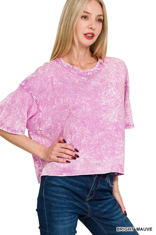 Zenana Acid Crinkle - Washed Oversized T-Shirt - Bitsy Gypsy Boutique