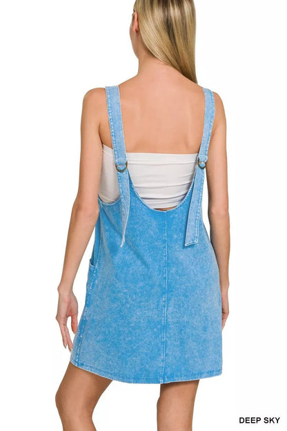 Zenana Acid Washed Overall Knit Mini Dress - Bitsy Gypsy Boutique