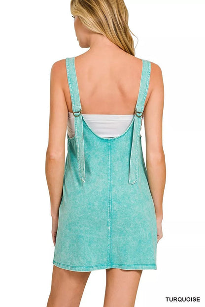 Zenana Acid Washed Overall Knit Mini Dress - Bitsy Gypsy Boutique
