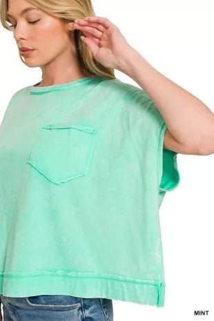 Zenana Acid Washed Round Neck Short Sleeve Oversized T-Shirt - Bitsy Gypsy Boutique