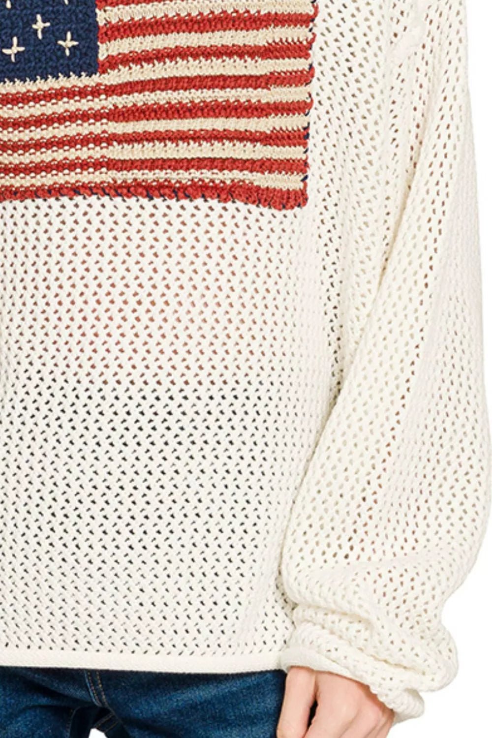 Zenana American Flag Crew Neck Sweater - Bitsy Gypsy Boutique