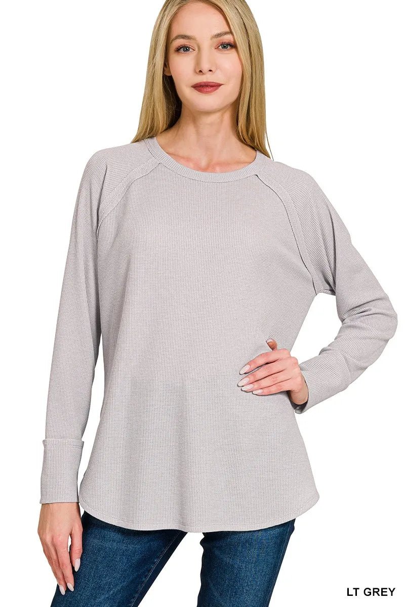 Zenana Baby Waffle Long Sleeve Top - Bitsy Gypsy Boutique