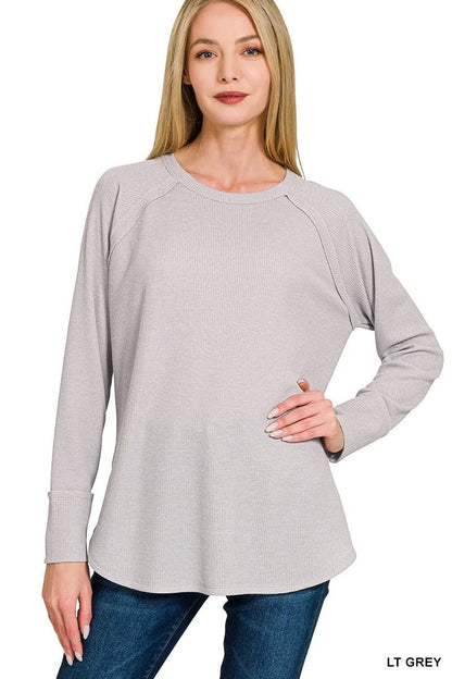Zenana Baby Waffle Long Sleeve Top - Bitsy Gypsy Boutique