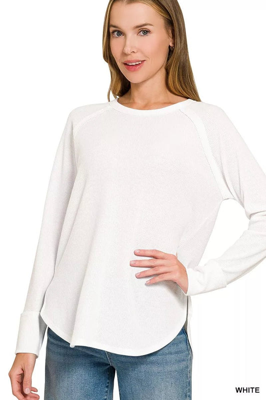Zenana Baby Waffle Long Sleeve Top - Bitsy Gypsy Boutique