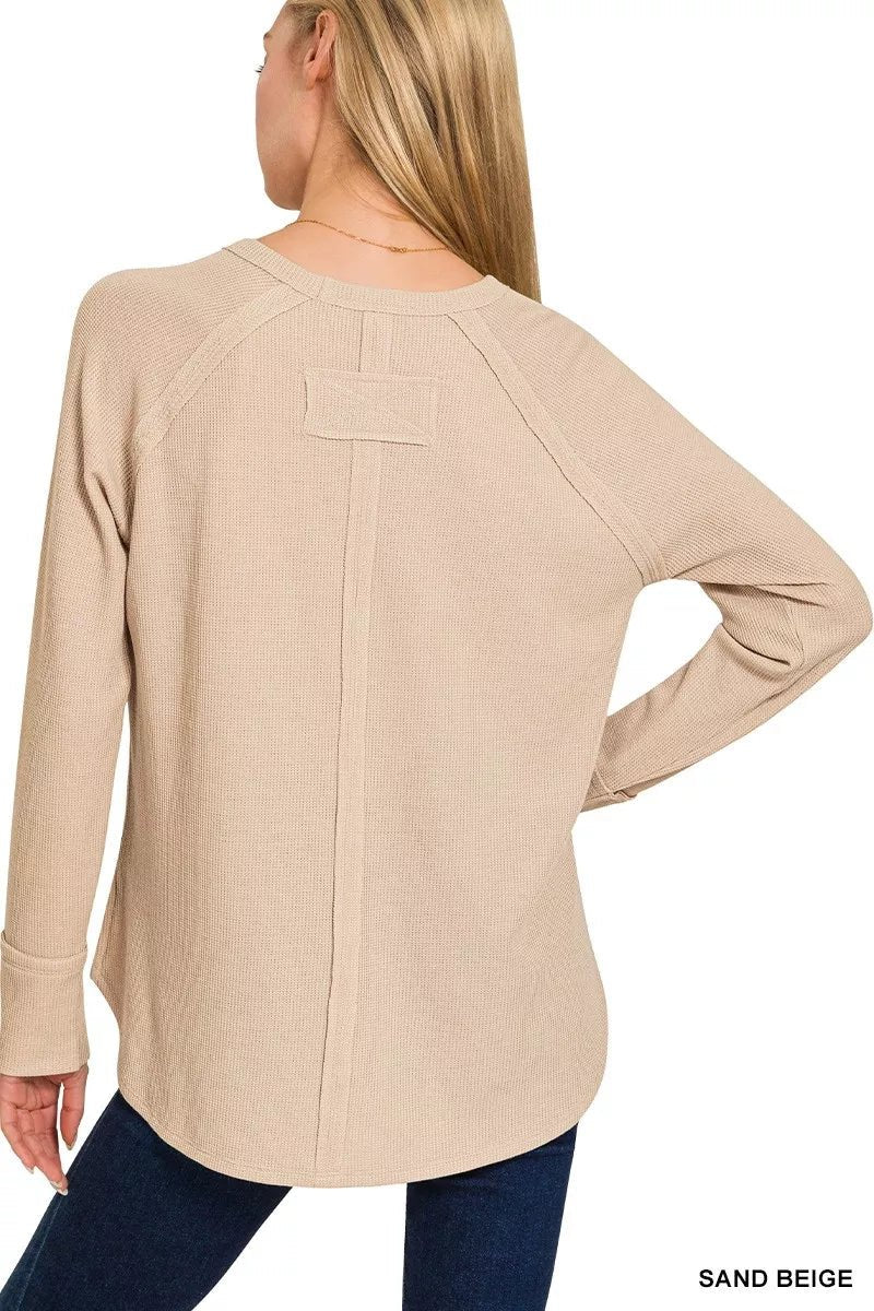 Zenana Baby Waffle Long Sleeve Top - Bitsy Gypsy Boutique