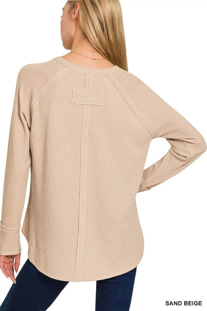 Zenana Baby Waffle Long Sleeve Top - Bitsy Gypsy Boutique