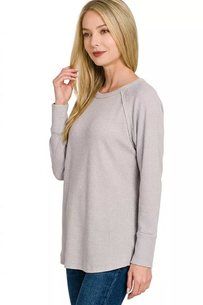 Zenana Baby Waffle Long Sleeve Top - Bitsy Gypsy Boutique