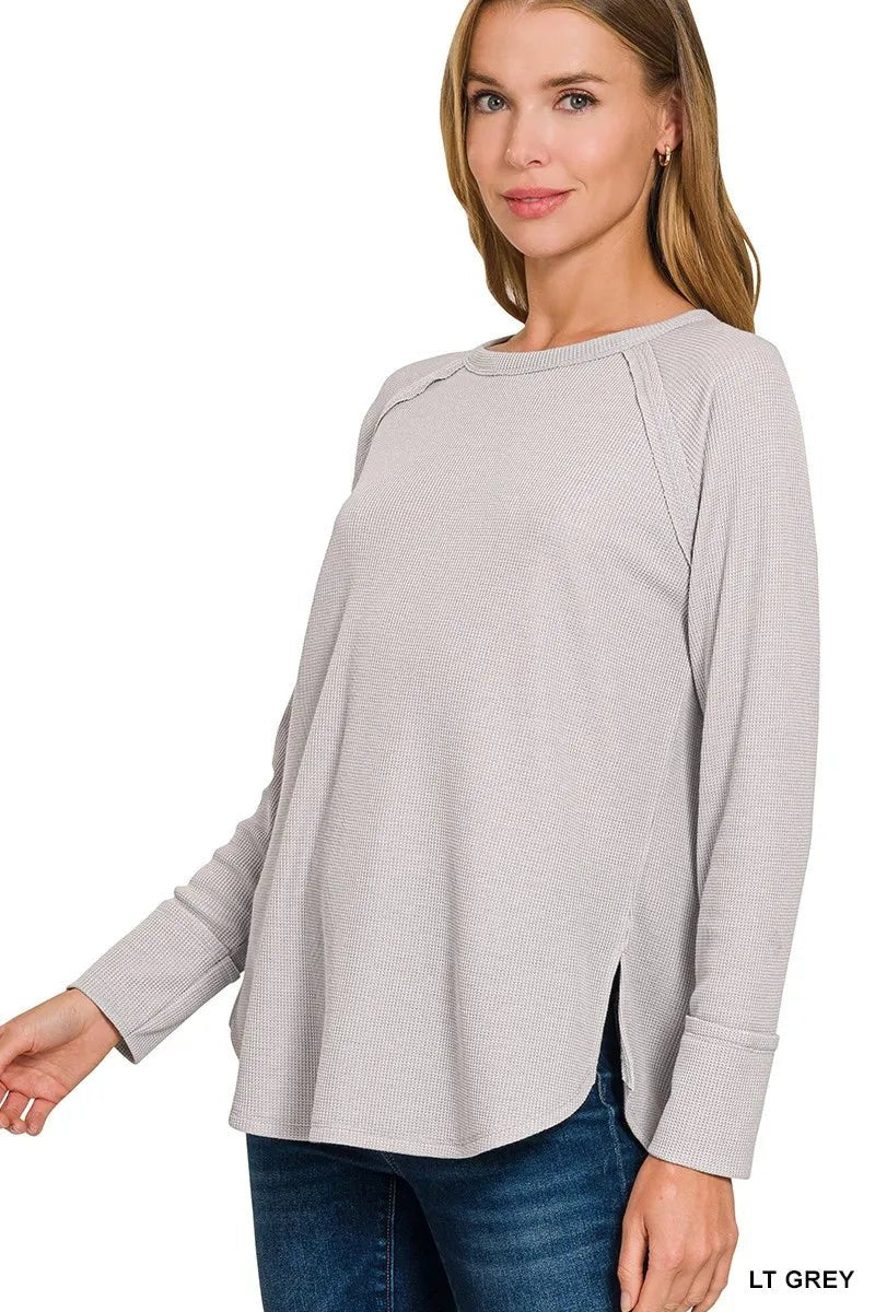 Zenana Baby Waffle Long Sleeve Top - Bitsy Gypsy Boutique