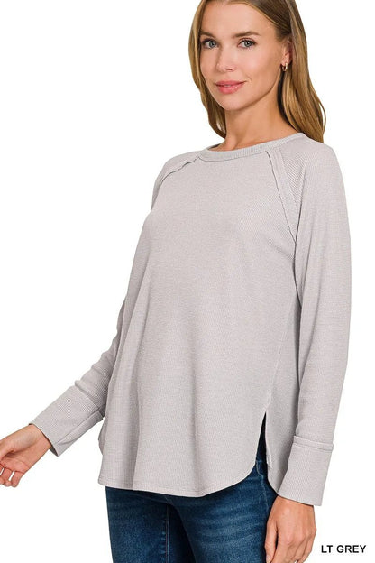 Zenana Baby Waffle Long Sleeve Top - Bitsy Gypsy Boutique