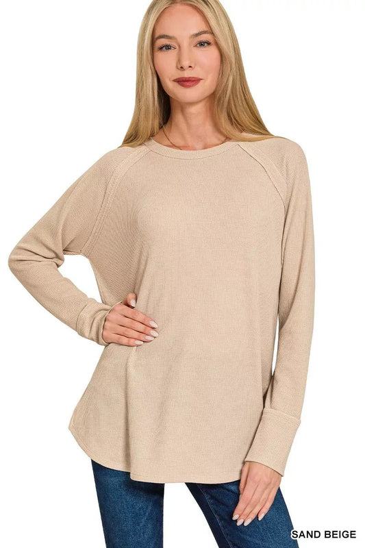 Zenana Baby Waffle Long Sleeve Top - Bitsy Gypsy Boutique