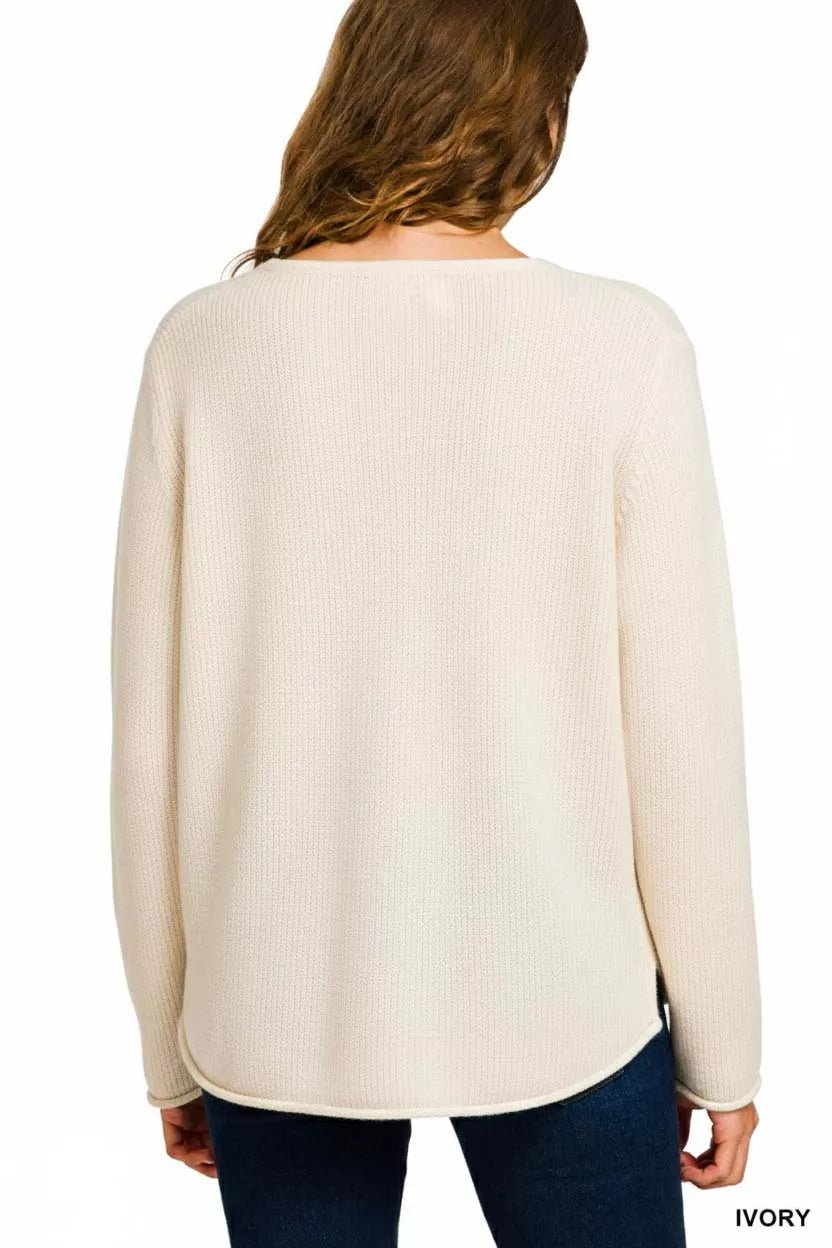 Zenana Beach V Neck Sweater - Bitsy Gypsy Boutique