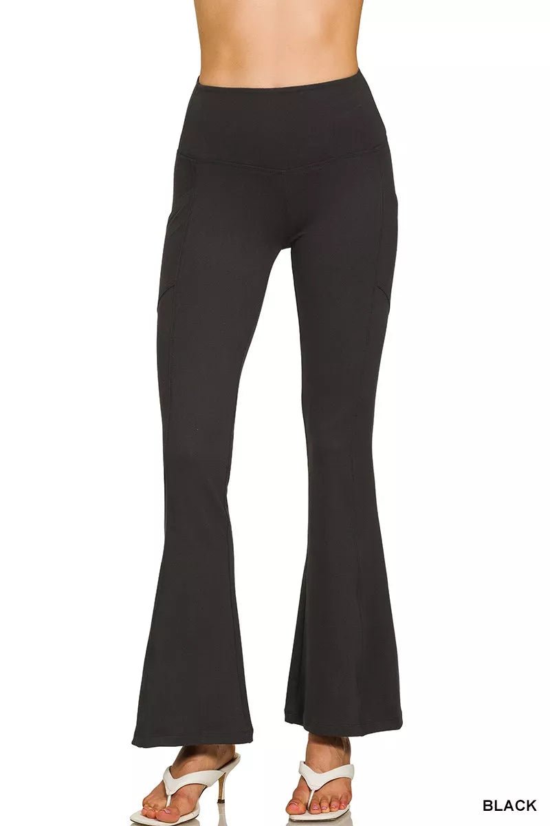 Zenana Brushed Dty Microfiber Flare Pants - Bitsy Gypsy Boutique