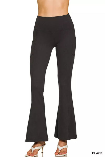 Zenana Brushed Dty Microfiber Flare Pants - Bitsy Gypsy Boutique