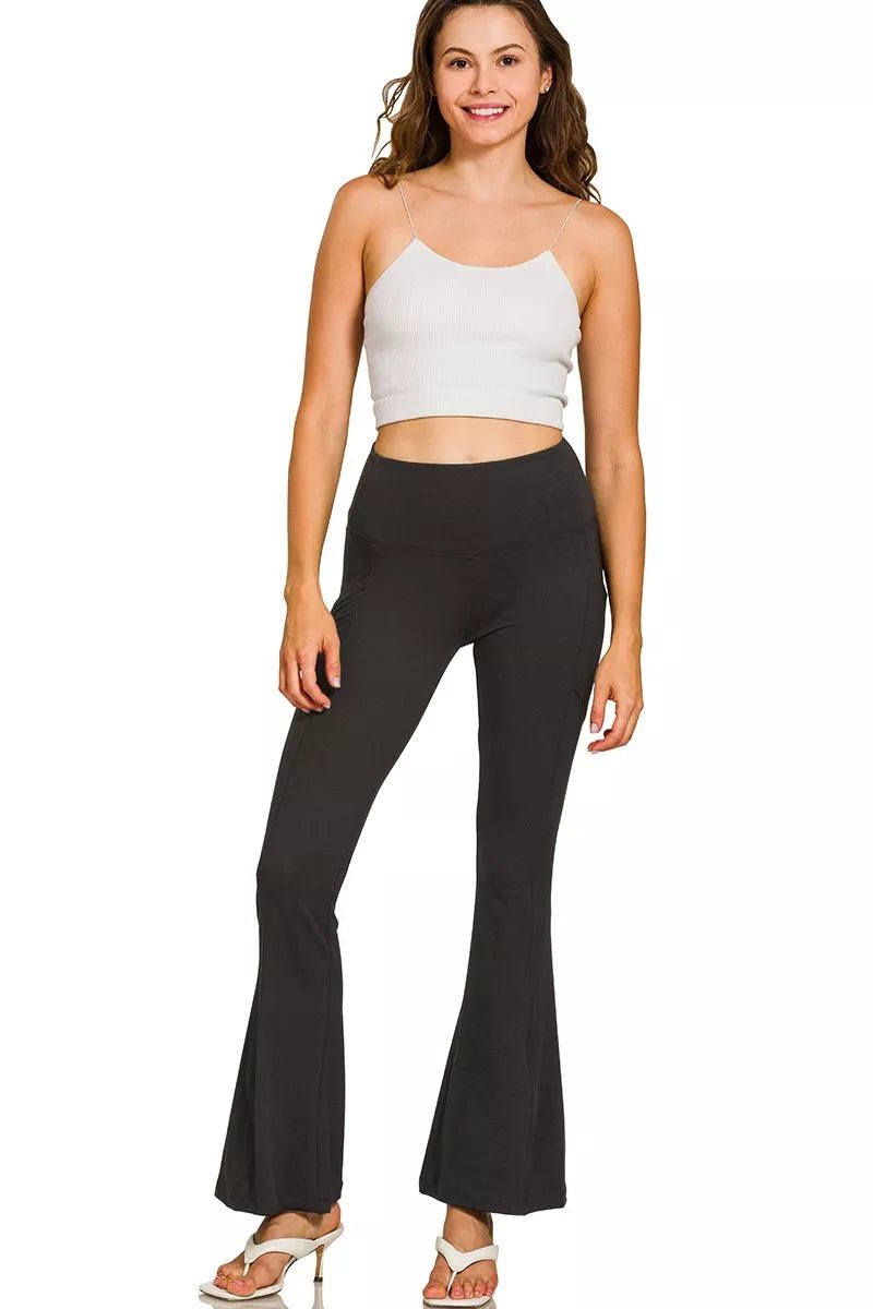 Zenana Brushed Dty Microfiber Flare Pants - Bitsy Gypsy Boutique