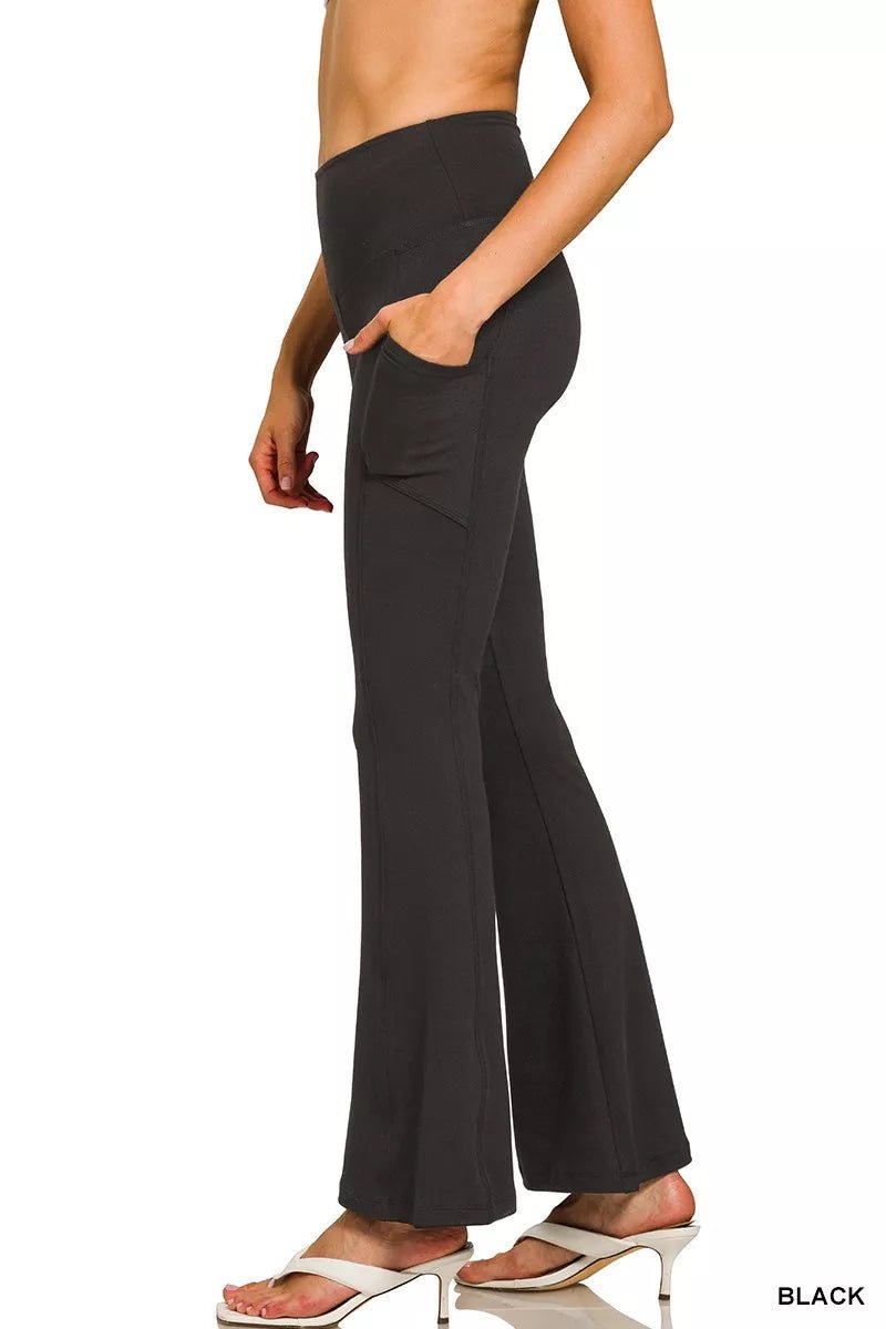 Zenana Brushed Dty Microfiber Flare Pants - Bitsy Gypsy Boutique
