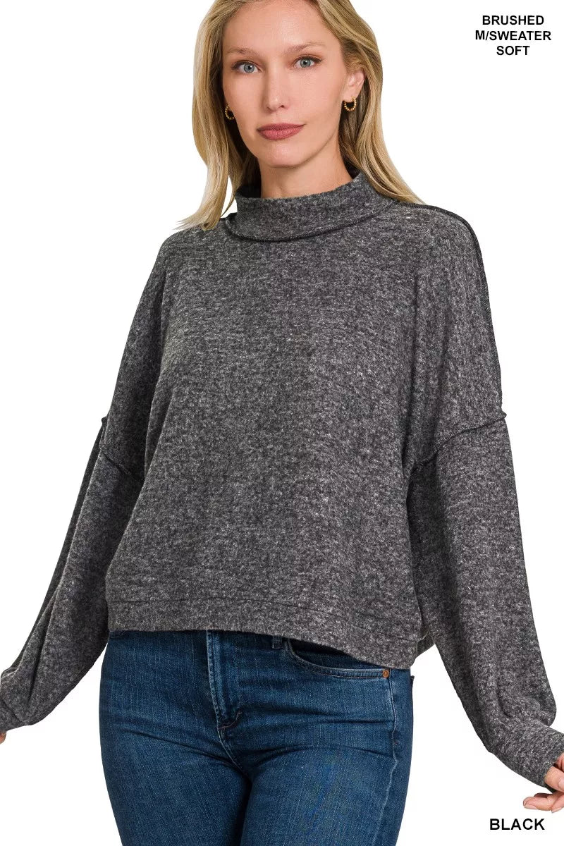 Zenana Brushed Melange Hacci Cropped Sweater - Bitsy Gypsy Boutique