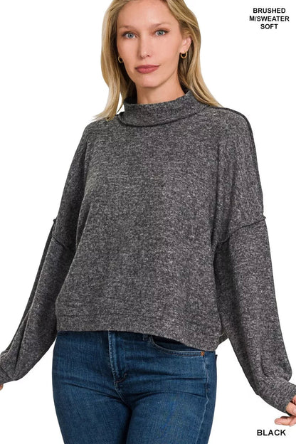 Zenana Brushed Melange Hacci Cropped Sweater - Bitsy Gypsy Boutique