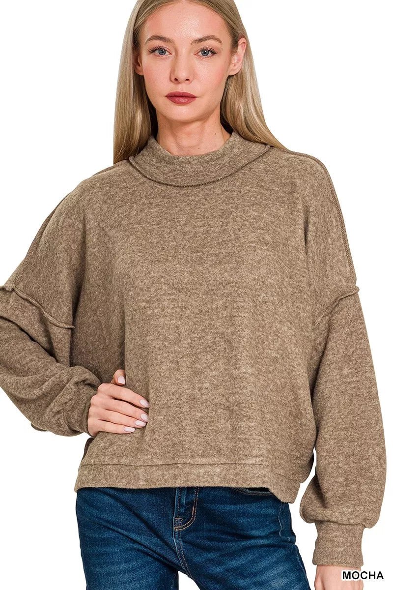 Zenana Brushed Melange Hacci Cropped Sweater - Bitsy Gypsy Boutique
