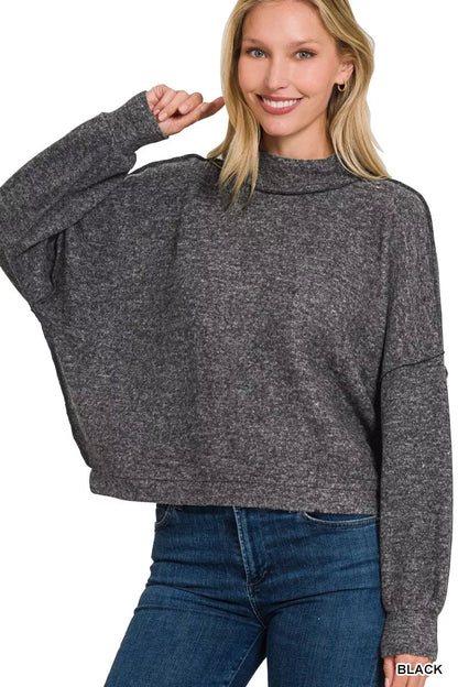 Zenana Brushed Melange Hacci Cropped Sweater - Bitsy Gypsy Boutique