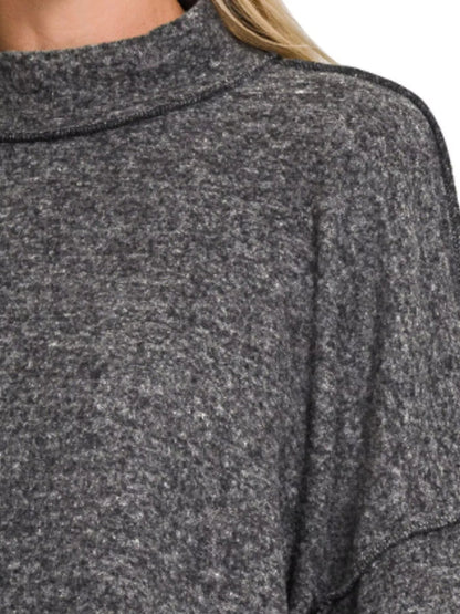 Zenana Brushed Melange Hacci Cropped Sweater - Bitsy Gypsy Boutique