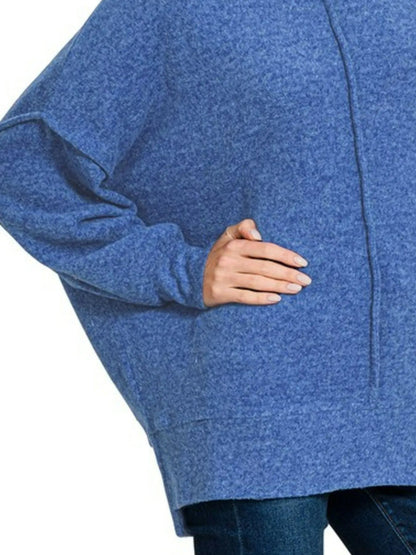 Zenana Brushed Melange Hacci Oversized Sweater - Bitsy Gypsy Boutique