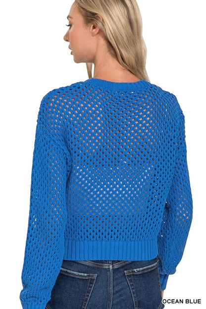 Zenana Button Down Lightweight Crochet Cardigan Sweater - Bitsy Gypsy Boutique