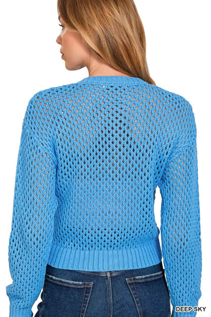 Zenana Button Down Lightweight Crochet Cardigan Sweater - Bitsy Gypsy Boutique