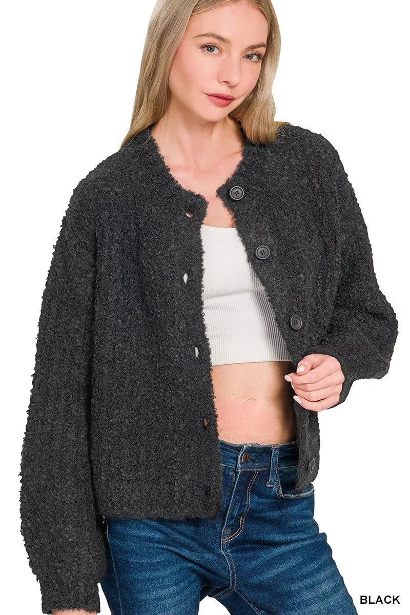 Zenana Button Down Wool Cardigan Sweater - Bitsy Gypsy Boutique