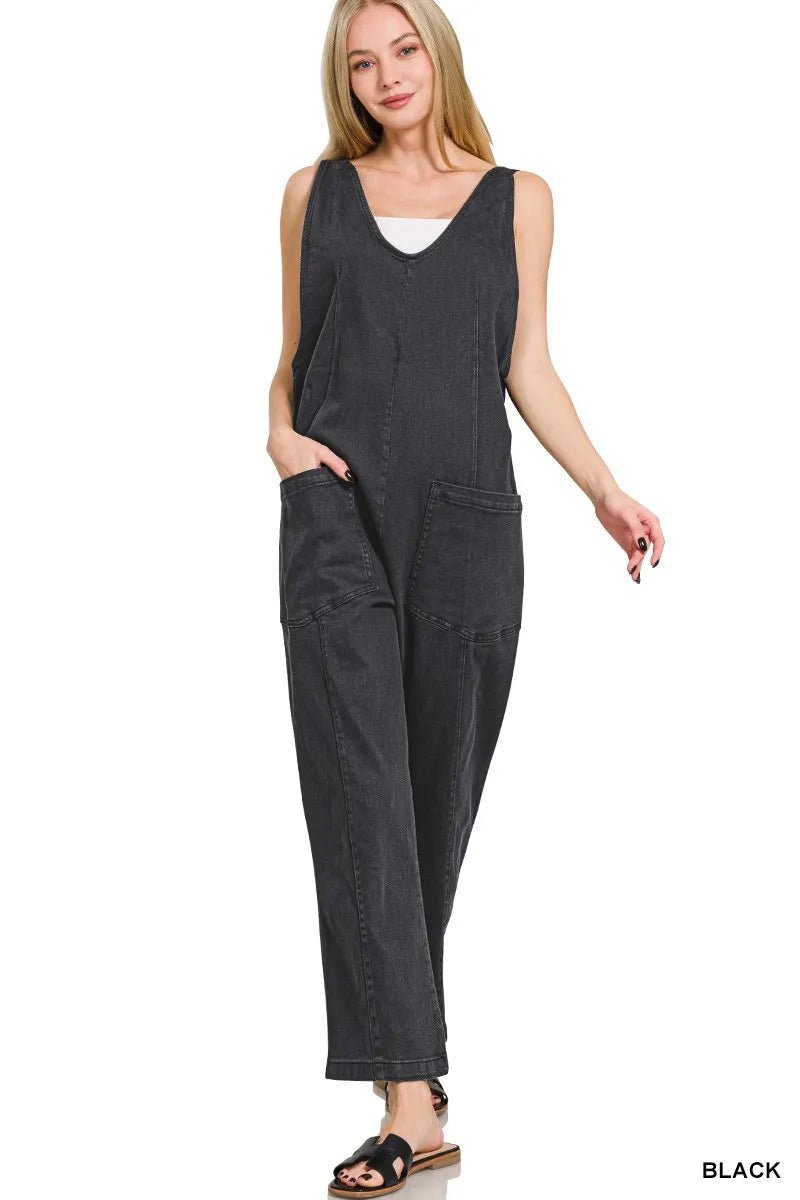 Zenana Casual Adjustable Strap Baggy Jumpsuit with Pocket - Bitsy Gypsy Boutique