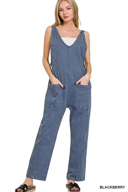 Zenana Casual Adjustable Strap Baggy Jumpsuit With Pocket - Bitsy Gypsy Boutique