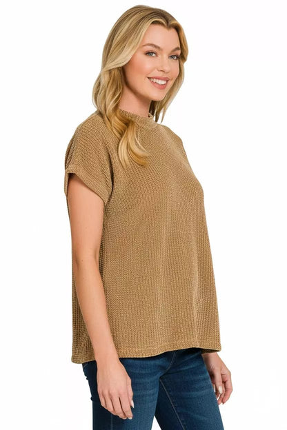Zenana Chenille Waffle Cap Sleeve Sweater - Bitsy Gypsy Boutique