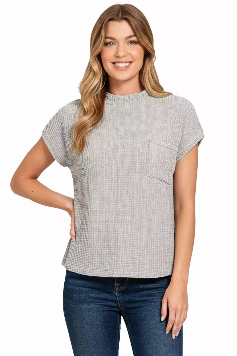 Zenana Chenille Waffle Short Sleeve Sweater - Bitsy Gypsy Boutique