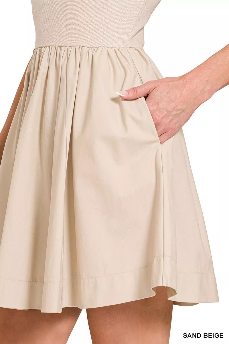 Zenana Combined Knit Tube Top Flare Mini Dress - Bitsy Gypsy Boutique