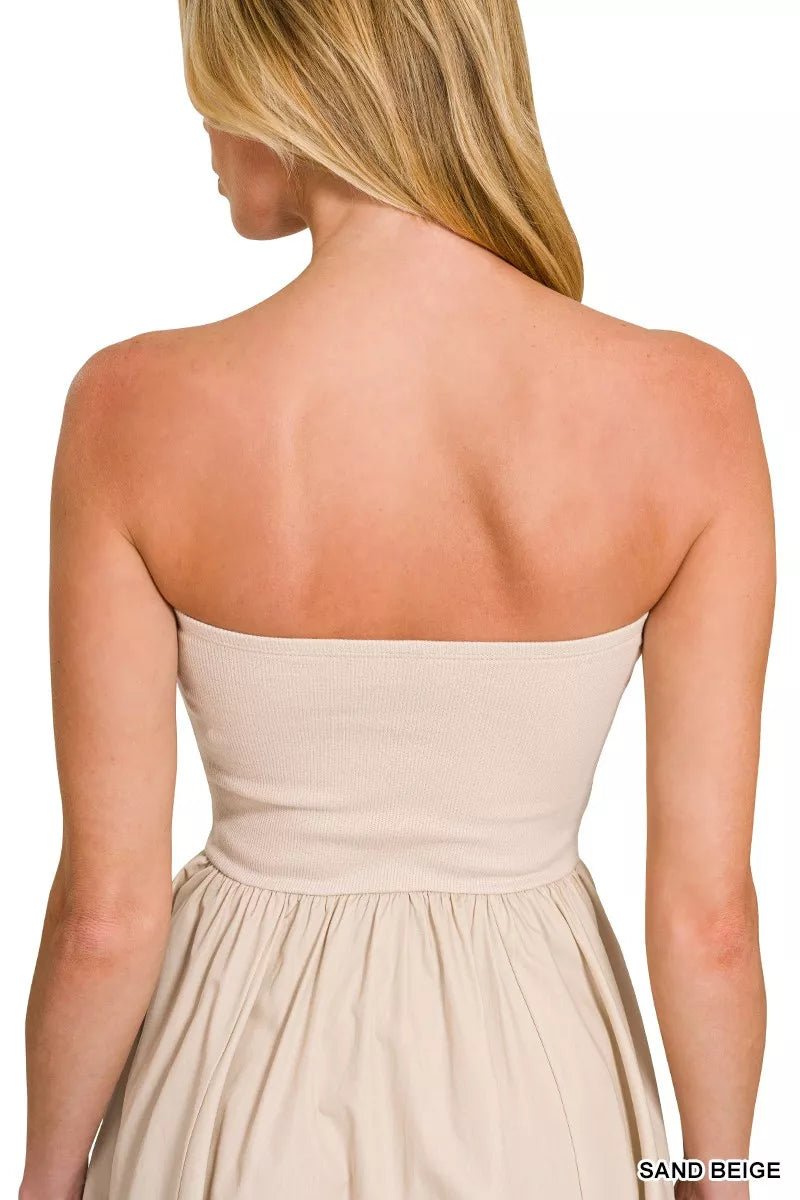 Zenana Combined Knit Tube Top Flare Mini Dress - Bitsy Gypsy Boutique